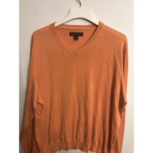 kenneth roberts platinum Mens XXL Sherbet Orange V Neck Light Sweater‎